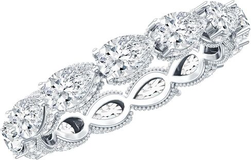 خاتم زواج ألماس معتمد من Lab Grown Diamond، جودة Ef-Vs، خاتم أبدية من الألماس على شكل كمثرى (مثالي للهدايا) in Saudi Arabia