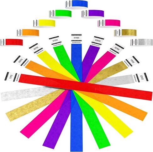 Event Wristbands Super Variety Pack 900 Count | ¾" Arm Bands | Green, Blue, Red, Orange, Yellow, Pink, Purple, Gold, Silver | Paper-Like Party Armbands in Saudi Arabia
