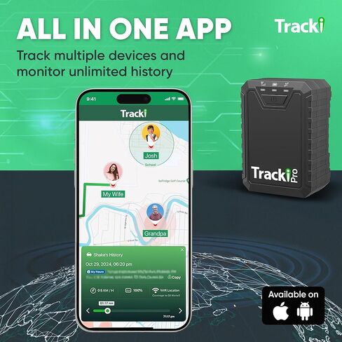 Tracki Pro GPS Tracker للمركبات لمدة تصل إلى 12 شهرًا، أصول مغناطيسية مقاومة للماء، متعقب في الوقت الحقيقي، 4G LTE، عمر بطارية طويل 2-12 شهرًا، مسافة غير محدودة، الاشتراك مطلوب، مراقبة السرعة، سياج جغرافي in Kuwait