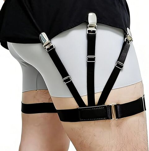 Upgraded Shirt Stays for Men & Women, Adjustable Soft & Smooth Elastic Shirt Garters with Non-Slip Locking Clips for All-Day Comfort, Keep Shirt Tucked for Military, Police, Uniform and Formal Wear in Saudi Arabia