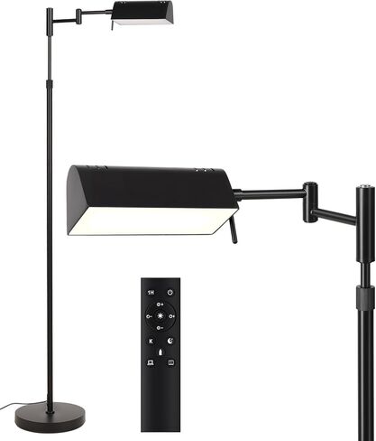 مصباح أرضي للصيدلة LED قابل للتعتيم من SUNMORY، مصباح أرضي للقراءة ساطع بقدرة 16 وات/1500 لومن مع جهاز تحكم عن بعد وتحكم باللمس، ذراع متأرجح 350 درجة، مصباح قائم للحرف اليدوية قابل للتعديل لغرفة المعيشة وغرفة النوم والمكتب، ذهبي in Kuwait