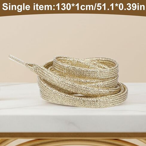 1 Pair Glitter Gold Shoe Laces for Sneakers, Flat Bling Metallic Shoelaces for Women Men Gold Fancy Shoes Laces for Boots Replacement Accessory in Saudi Arabia