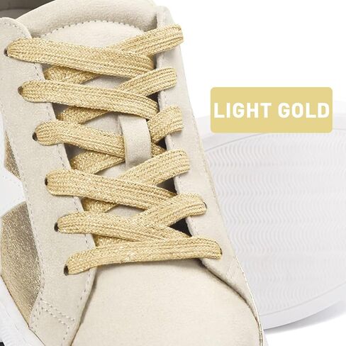 زوجان من أربطة الأحذية اللامعة المعدنية من UamGlsob لأحذية Golden Goose الرياضية، أربطة بديلة مسطحة براقة مقاس 8 مم in Saudi Arabia
