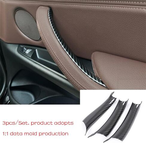 غطاء مقبض باب السيارة لسيارة BMW X5 X6 F15 F16 2014-2018 مقابض سحب الأبواب الداخلية ملحقات غطاء تزيين واقية (X5 F15 2014-2018/X6 F16 2015-2019، لون ألياف الكربون) in Kuwait