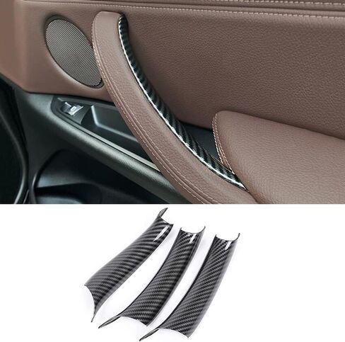 غطاء مقبض باب السيارة لسيارة BMW X5 X6 F15 F16 2014-2018 مقابض سحب الأبواب الداخلية ملحقات غطاء تزيين واقية (X5 F15 2014-2018/X6 F16 2015-2019، لون ألياف الكربون) in Kuwait