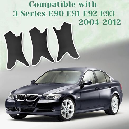 3 قطع غطاء خارجي لمقبض سحب الباب بخياطة يدوية متوافق مع BMW 3 Series E90 E91 E92 E93 2004 2005 2006 2007 2008 2009 2010 2011 2012، تنجيد جلد الفينيل، أسود in Saudi Arabia