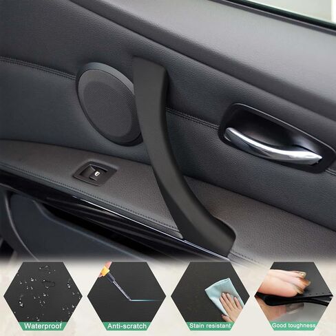 3 قطع غطاء خارجي لمقبض سحب الباب بخياطة يدوية متوافق مع BMW 3 Series E90 E91 E92 E93 2004 2005 2006 2007 2008 2009 2010 2011 2012، تنجيد جلد الفينيل، أسود in Saudi Arabia