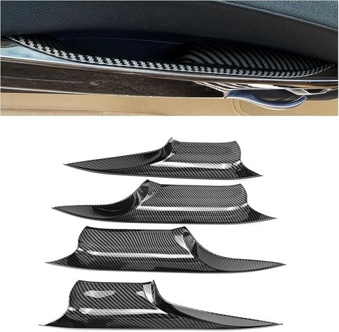 Car Interior Door Pull Handle Covers Compatible with BMW 7 Series F02 F04 Door Handles Protective Decorate Cover for 750Li, 740Ld, 740Li, 750Li, 760Li(4PCS Carbon Fiber Color) in Saudi Arabia