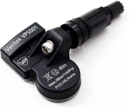 مجموعة من 4 أجهزة استشعار ضغط الإطارات Veritek VPS001 TPMS 433mhz لبورشه فولكس فاجن OE الجزء # 9A790727502 5Q0907275 5Q0-907-275B مع سيقان صمام ألومنيوم سوداء in Saudi Arabia
