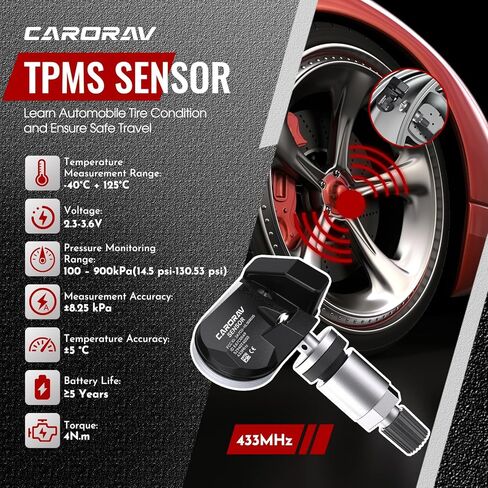 مستشعر TPMS 433 ميجا هرتز، مستشعر نظام مراقبة ضغط الإطارات مناسب لشركة Hyundai Santa Sonata Tucson Nexo Genesis، KIA EV6 EV9 NIRO، استبدل 52940T4000 52940BV100 4 قطع - 4 سيقان صمام قابلة للاستبدال in Saudi Arabia