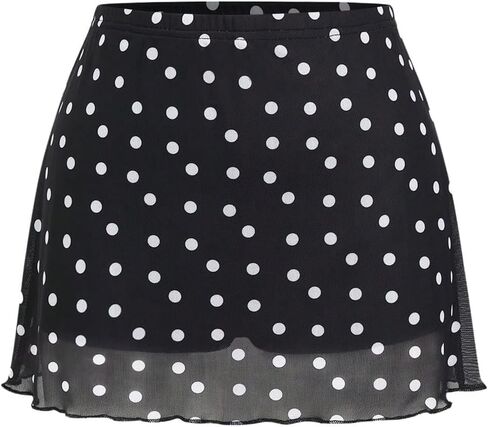 QJQ Women's Polka Dots Mini Skirt Y2k High Waisted Vintage Mesh Skirt Country Concert Outifits Summer 2026 in Saudi Arabia