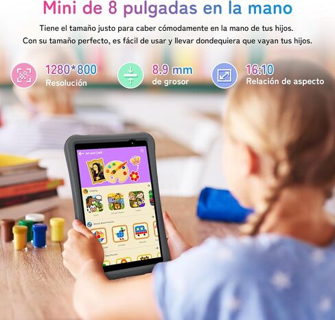 UMIDIGI Kids Tablet WiFi 6 Android 14 G1 Tab Mini Kids 8 inch Full HD, Tablet for Kids 7(3+4) G RAM/TF 1TB, 32G, Parental Control, 5000mAh, EVA Shockproof Case, Kids App Pre-Installed in Kuwait
