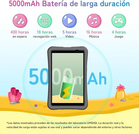 UMIDIGI Kids Tablet WiFi 6 Android 14 G1 Tab Mini Kids 8 inch Full HD, Tablet for Kids 7(3+4) G RAM/TF 1TB, 32G, Parental Control, 5000mAh, EVA Shockproof Case, Kids App Pre-Installed in Kuwait