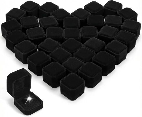 36Pcs ring boxes bulk velvet ring box black for proposal 2.17 x 1.97 inches Jewelry Boxes Packaging Display Rings Case earring gift box for Anniversary Birthday Gift in Kuwait