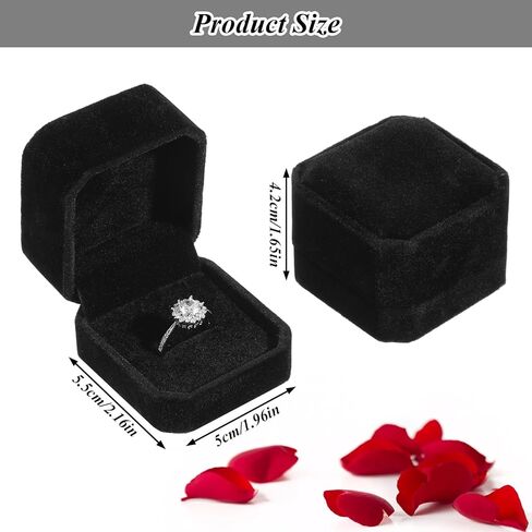 36Pcs ring boxes bulk velvet ring box black for proposal 2.17 x 1.97 inches Jewelry Boxes Packaging Display Rings Case earring gift box for Anniversary Birthday Gift in Kuwait