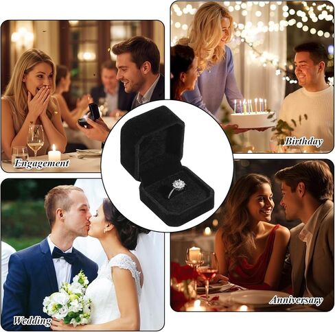 36Pcs ring boxes bulk velvet ring box black for proposal 2.17 x 1.97 inches Jewelry Boxes Packaging Display Rings Case earring gift box for Anniversary Birthday Gift in Kuwait