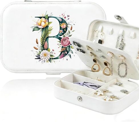 Monogram Jewelry Box Portable Print Jewelry Box, Black Compact Jewelry Box Travel Jewelry Case Travel Case Organizer Bag Storage Box Jewelry Holder For Necklace Earrings Rings Bracelet (Letter B) in Saudi Arabia