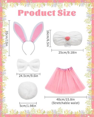 Easter 12 ft Skeleton Costume Accessories 5 PCS Easter Bunny Headband Nose Bowtie Tail Skirt 12 ft Skelly Outfit Decorations for Holiday Easter Skeleton Outdoor Garden Lawn (Easter Bunny) in Saudi Arabia