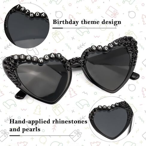 CUBACO Goth Birthday Sash and Sunglasses for Women, Goth Birthday Decorations for Women, Halloween Party Gothic Emo Accessories Spooky Gifts Horror Decor Nightmare before Christmas Costumes in Saudi Arabia