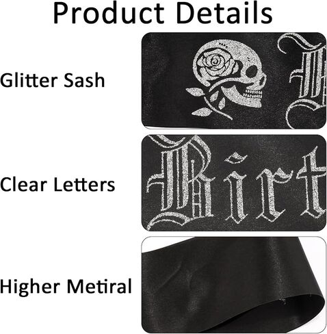 CUBACO Goth Birthday Sash and Sunglasses for Women, Goth Birthday Decorations for Women, Halloween Party Gothic Emo Accessories Spooky Gifts Horror Decor Nightmare before Christmas Costumes in Saudi Arabia