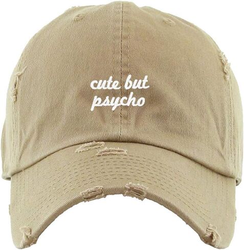 Cute But Psycho Vintage Baseball Cap Embroidered Cotton Adjustable Distressed Dad Hat in Saudi Arabia
