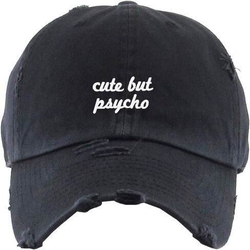 Cute But Psycho Vintage Baseball Cap Embroidered Cotton Adjustable Distressed Dad Hat in Saudi Arabia