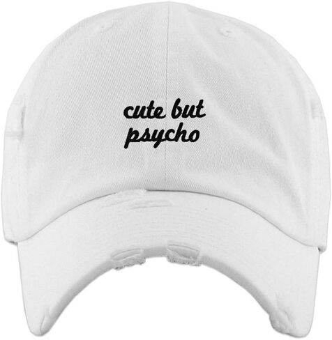 Cute But Psycho Vintage Baseball Cap Embroidered Cotton Adjustable Distressed Dad Hat in Saudi Arabia