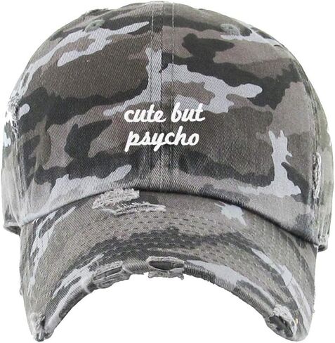 Cute But Psycho Vintage Baseball Cap Embroidered Cotton Adjustable Distressed Dad Hat in Saudi Arabia