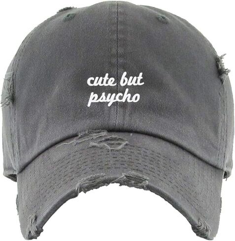 Cute But Psycho Vintage Baseball Cap Embroidered Cotton Adjustable Distressed Dad Hat in Saudi Arabia
