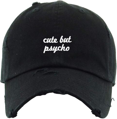 Cute But Psycho Vintage Baseball Cap Embroidered Cotton Adjustable Distressed Dad Hat in Saudi Arabia