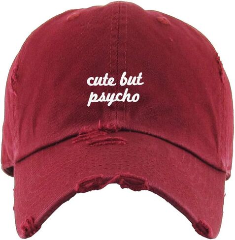 Cute But Psycho Vintage Baseball Cap Embroidered Cotton Adjustable Distressed Dad Hat in Saudi Arabia