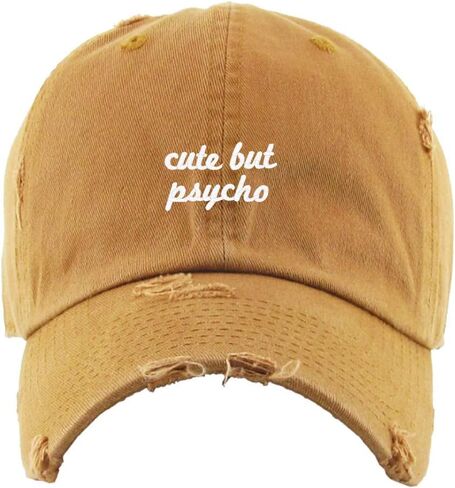 Cute But Psycho Vintage Baseball Cap Embroidered Cotton Adjustable Distressed Dad Hat in Saudi Arabia