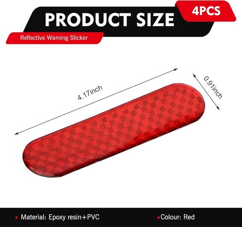 4 PCS Car Reflective Stickers, Anti-Collision Car Door Reflective Decals, Self-Adhesive High Visibility Waterproof Night Safety Warning Sticker, Universal for Most Cars (Red) in Saudi Arabia