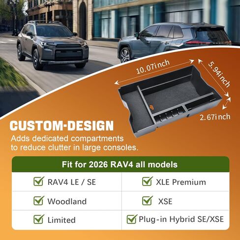 TACOBRO Center Console Tray Organizer Compatible with Toyota RAV4 Accessories 2026, 2026 RAV-4 Armrest Insert Container ABS Material Secondary Storage Box in Saudi Arabia