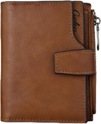 Men's Zipper Short Leather Wallet, Rich Reddish Brown Leather (Reddish Brown) in Saudi Arabia