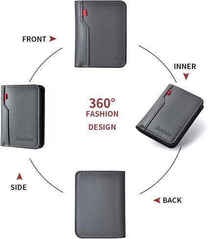 Slim Wallet for Men, Vertical Bifold Mens Wallet with Zipper Coin Pocket, PU Leather Card & Cash Holder with ID Window, Gray in Saudi Arabia