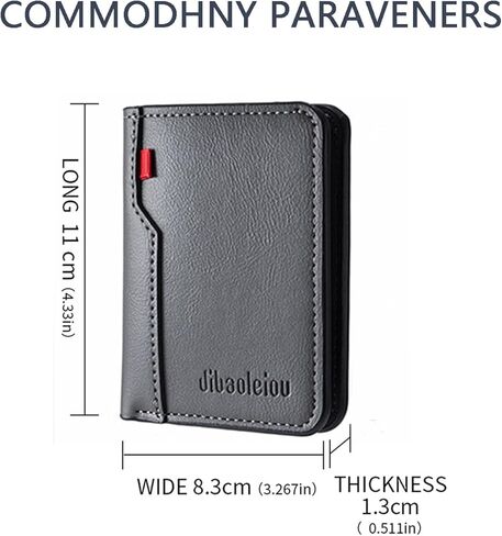Slim Wallet for Men, Vertical Bifold Mens Wallet with Zipper Coin Pocket, PU Leather Card & Cash Holder with ID Window, Gray in Saudi Arabia