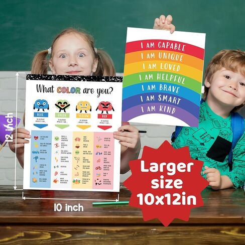 Set 12 Calming Corner Posters for Classroom Must Haves For Teachers, Composition Notebook Classroom Decor, 10x12 Calm Down Corner Supplies, Feelings Chart For Kids Ages 4-8, Feelings Wheel Poster in Kuwait