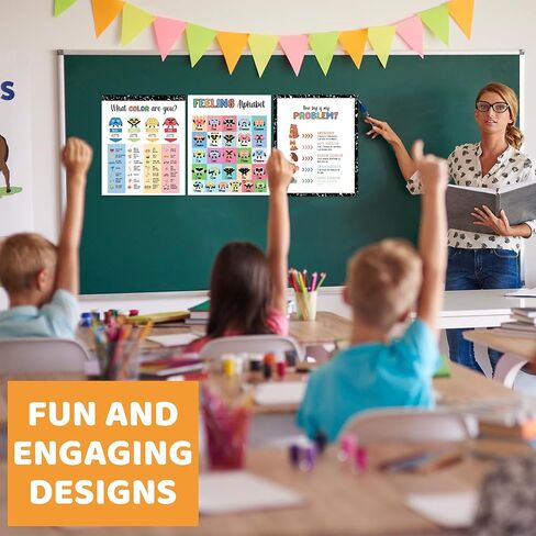 Set 12 Calming Corner Posters for Classroom Must Haves For Teachers, Composition Notebook Classroom Decor, 10x12 Calm Down Corner Supplies, Feelings Chart For Kids Ages 4-8, Feelings Wheel Poster in Kuwait