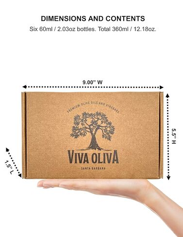 Viva Oliva Six 60ml (2oz) Variety Gift Set - Premium Flavored Extra Virgin Olive Oils (Tuscan Herb, Basil, Mushroom & Sage) and All Natural Balsamic Vinegars (18 Year Traditional, Grapefruit, Black Mission Fig) in Saudi Arabia