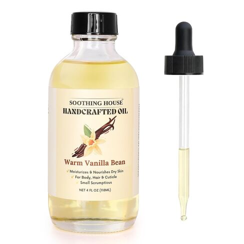 Warm Vanilla Bean Body Oil - Moisturizing Body Oil for Soft, Glowing Skin with Almond & Jojoba Oil (4 fl oz) in Kuwait