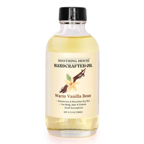 Warm Vanilla Bean Body Oil - Moisturizing Body Oil for Soft, Glowing Skin with Almond & Jojoba Oil (4 fl oz) in Kuwait