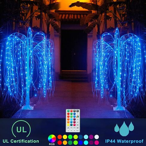 Pooqla 288 LED 6FT شجرة الصفصاف المضاءة الملونة، شجرة RGB LED مع جهاز تحكم عن بعد، شجرة الصفصاف مع أضواء سلسلة متعددة الألوان للداخلية والخارجية وحفلات عيد الفصح وحفلات الزفاف المنزلية وحديقة الديكور in Kuwait