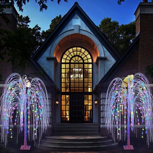 Pooqla 288 LED 6FT شجرة الصفصاف المضاءة الملونة، شجرة RGB LED مع جهاز تحكم عن بعد، شجرة الصفصاف مع أضواء سلسلة متعددة الألوان للداخلية والخارجية وحفلات عيد الفصح وحفلات الزفاف المنزلية وحديقة الديكور in Kuwait