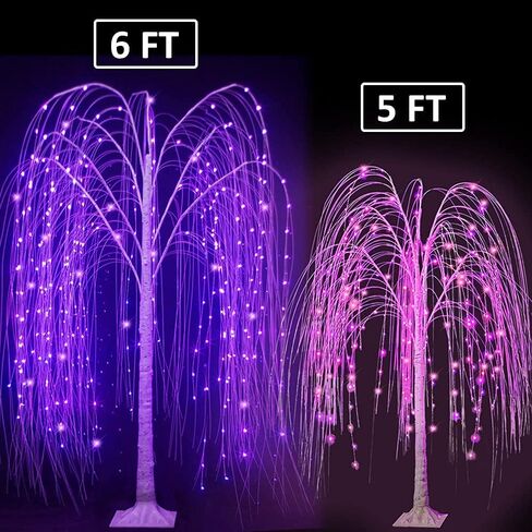 Pooqla 288 LED 6FT شجرة الصفصاف المضاءة الملونة، شجرة RGB LED مع جهاز تحكم عن بعد، شجرة الصفصاف مع أضواء سلسلة متعددة الألوان للداخلية والخارجية وحفلات عيد الفصح وحفلات الزفاف المنزلية وحديقة الديكور in Kuwait