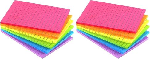 ملاحظات لاصقة مبطنة مقاس 4×6 بوصة، ملصقات مسطرة ساطعة، وسادات مذكرة قوية ملونة فائقة الالتصاق، 45 ورقة/وسادة، 6 وسادات/حزمة in Saudi Arabia