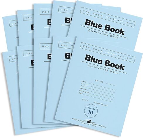 كتب Roaring Spring Exam الزرقاء، علبة مكونة من 500، 11 بوصة × 8.5 بوصة، 8 أوراق/16 صفحة، مسطرة واسعة بهامش، صُنعت بفخر في الولايات المتحدة الأمريكية! in Saudi Arabia