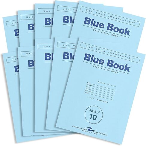 Roaring Spring Exam Blue Books, Case of 500, 11" x 8.5", 8 Sheets/16 Pages, Wide Ruled with Margin, Proudly Made in the USA! in Kuwait