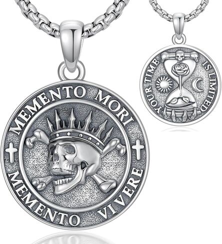 Memento Mori Necklace 925 Sterling Silver Hourglass Memento Mori Pendant Stoic Stoicism Jewelry Gifts for Men Women in Saudi Arabia