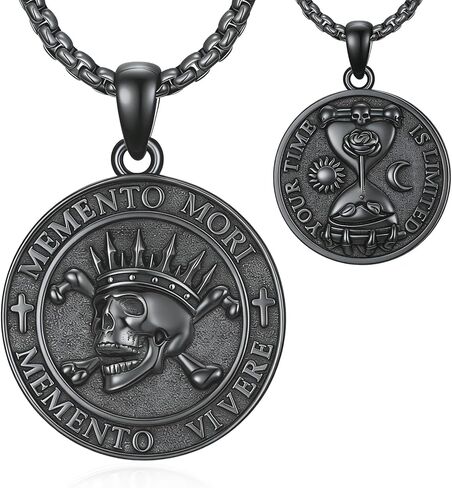 Memento Mori Necklace 925 Sterling Silver Hourglass Memento Mori Pendant Stoic Stoicism Jewelry Gifts for Men Women in Saudi Arabia